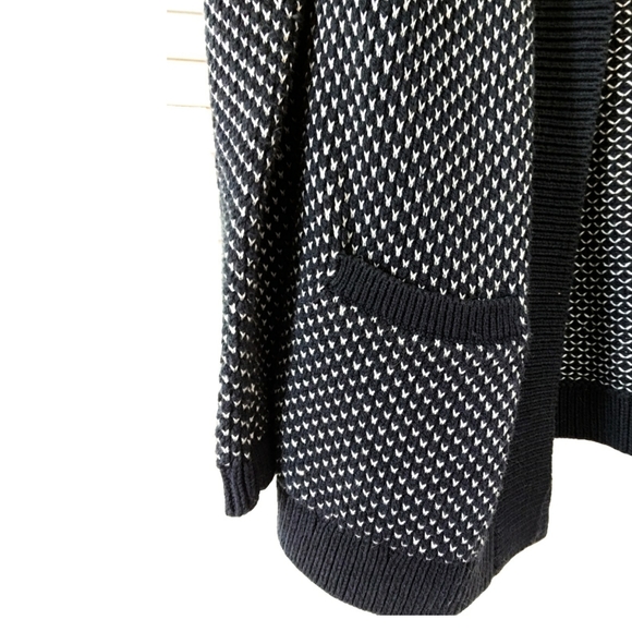 Lands End Wm S Blk & White Polka Dot Open Cardigan - Picture 6 of 7